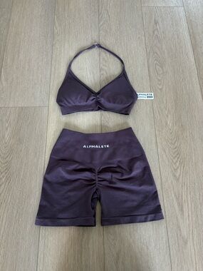 Alphalete Purple Amplify Sports Bra & Shorts Set